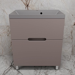 Style Line Тумба с кварцевой раковиной серый шелк Матис 70 тауп темный – фотография-2